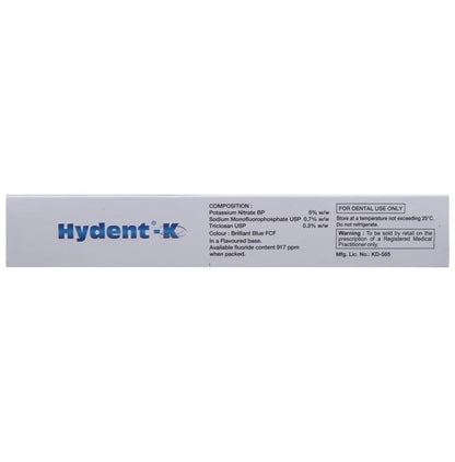 Hydent K Medicated Oral Gel with Fluoride | Toothpaste for Sensitive Teeth