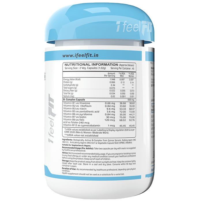 iFeelFIT 100%Natural Vitamin B-Complex Made from Quinoa Sprouts 500mg Veg Capsule