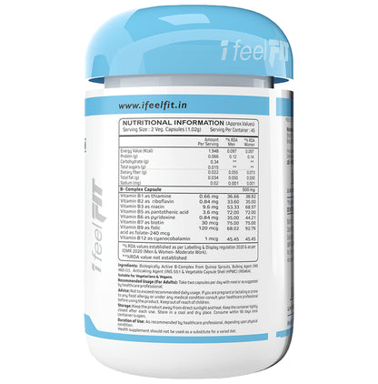 iFeelFIT 100%Natural Vitamin B-Complex Made from Quinoa Sprouts 500mg Veg Capsule