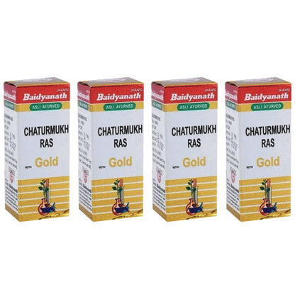 Baidyanath (Jhansi) Chaturmukh Ras with Gold Tablet (10 Each) - Classic Derma