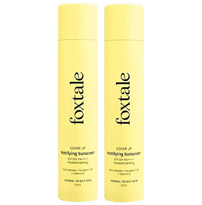 Foxtale Cover Up Mattifying Sunscreen SPF 50+ PA ++++ (50ml Each) - Classic Derma