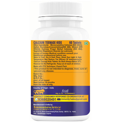 Immunescience Calcuim Teenage Kids Tablet (60 Each)