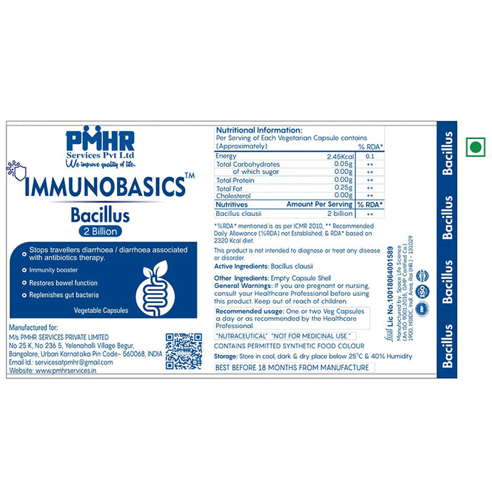 Immunobasics Bacillus 2 Billion Vegetable Capsule - Classic Derma