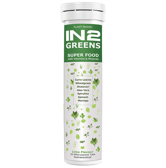 IN2 Greens Super Food with Vitamins & Minerals Effervescent Tablet (20 Each) Lime - Classic Derma