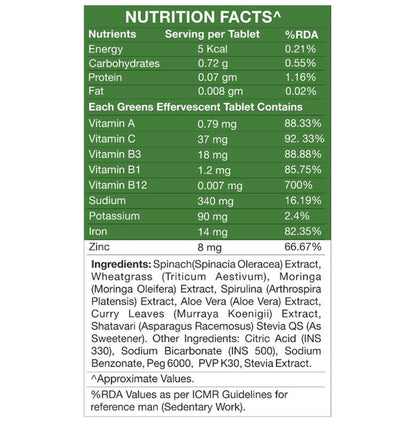 IN2 Greens Super Food with Vitamins & Minerals Effervescent Tablet (20 Each) Lime