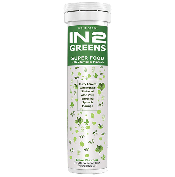 IN2 Greens Super Food with Vitamins & Minerals Effervescent Tablet (20 Each) Lime - Classic Derma