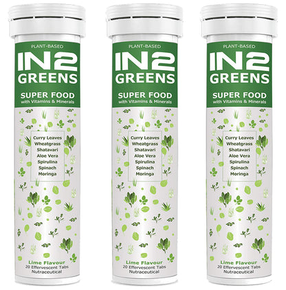 IN2 Greens Super Food with Vitamins & Minerals Effervescent Tablet (20 Each) Lime