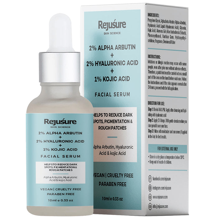 Rejusure 2% Alpha Arbutin + 2% Hyaluronic Acid + 1% Kojic Acid Facial Serum - Classic Derma