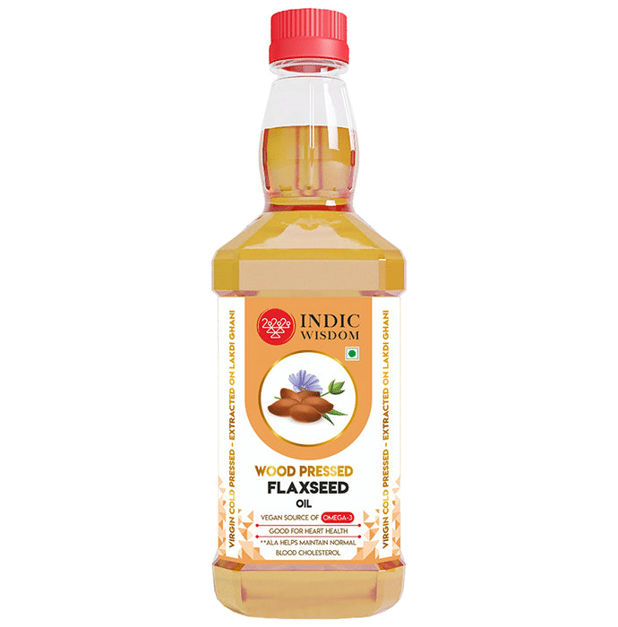 Indic Wisdom Wood Pressed Flaxseed Oil (Cold Pressed - Extracted on Wooden Churner) - Classic Derma