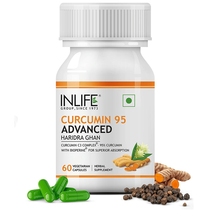 Inlife Curcumin C3 Complex (95% Curcuminoids) 500 mg Turmeric with Bioperine | For Liver Care & Superior Absorption