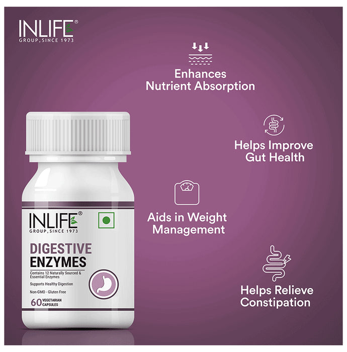 Inlife Digestive Enzymes for Healthy Digestion | Vegetarian Capsule