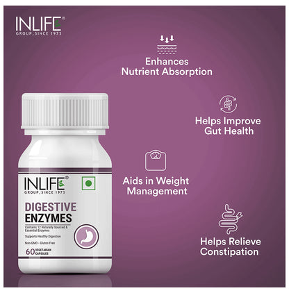 Inlife Digestive Enzymes for Healthy Digestion | Vegetarian Capsule