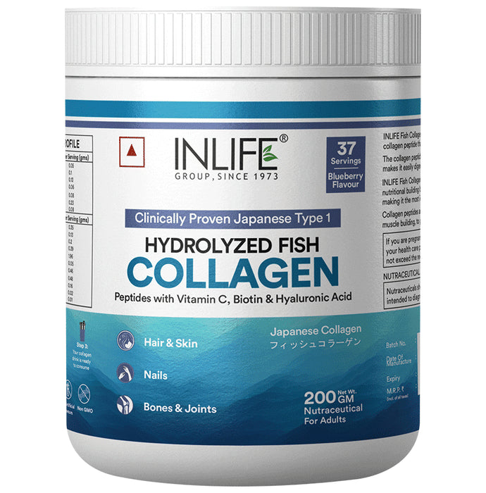 Inlife Japanese Marine Collagen Supplements| Fish Collagen Powder for Skin & Hair Blueberry - Classic Derma