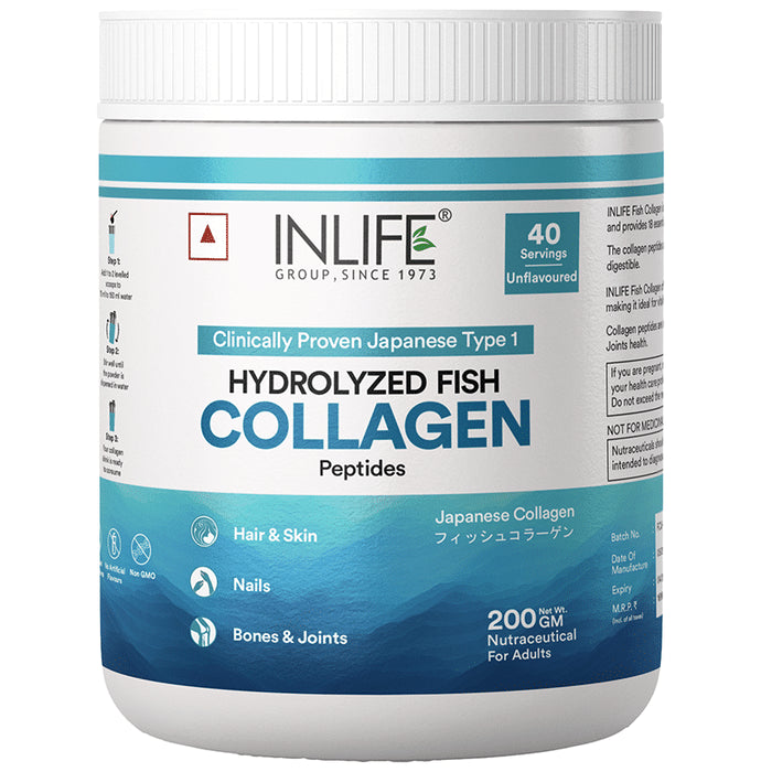Inlife Japanese Marine Collagen Supplements| Fish Collagen Powder for Skin & Hair Powder Unflavored - Classic Derma