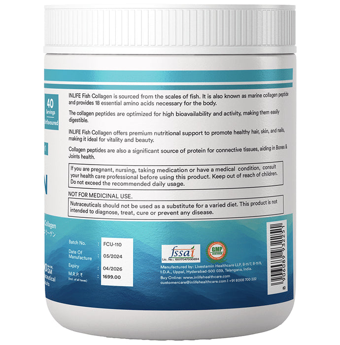 Inlife Japanese Marine Collagen Supplements| Fish Collagen Powder for Skin & Hair Powder Unflavored