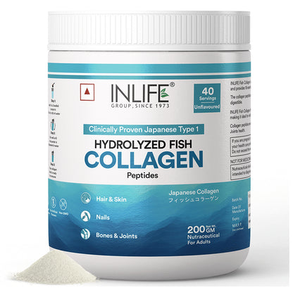 Inlife Japanese Marine Collagen Supplements| Fish Collagen Powder for Skin & Hair Powder Unflavored