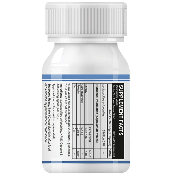 Inlife Probiotic Lactobacillus Acidophilus 5 Billion CFU | Vegetarian Capsule for Gut Health