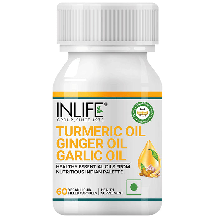 Inlife Turmeric Oil Ginger Oil Garlic Oil Vegan Liquid Filled Capsule - Classic Derma