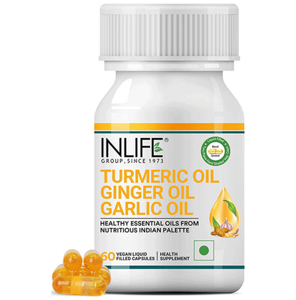 Inlife Turmeric Oil Ginger Oil Garlic Oil Vegan Liquid Filled Capsule