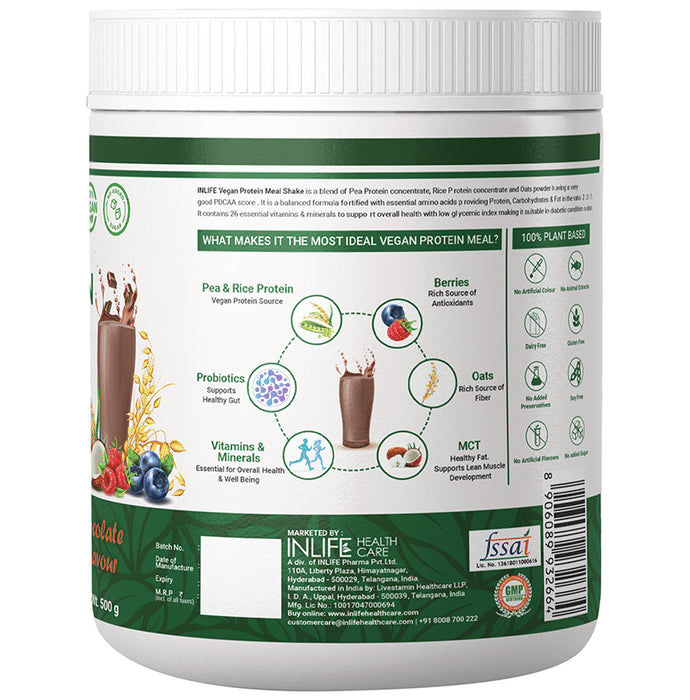 Inlife Vegan Protein Powder Meal Shake with Added Probiotics Chocolate