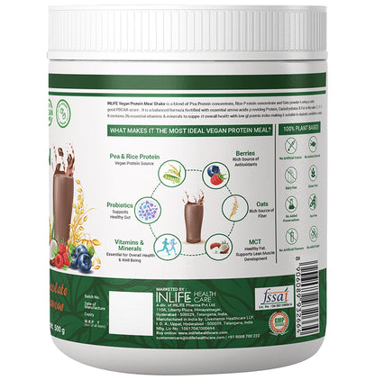 Inlife Vegan Protein Powder Meal Shake with Added Probiotics Chocolate