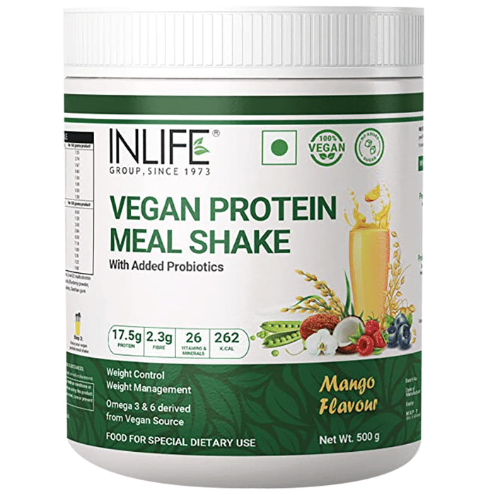 Inlife Vegan Protein Powder Meal Shake with Added Probiotics Mango - Classic Derma