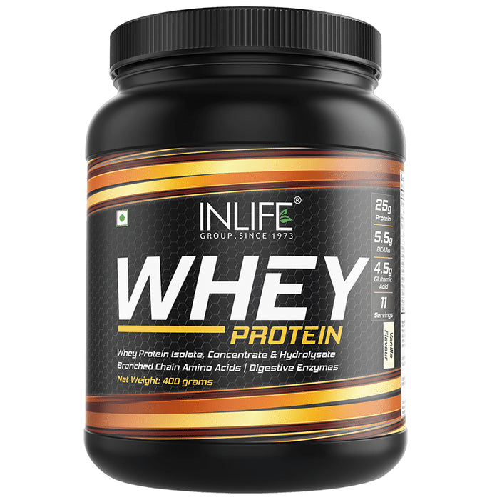 Inlife Whey Protein Powder | With Digestive Enzymes for Muscle Growth | Flavour Vanilla - Classic Derma
