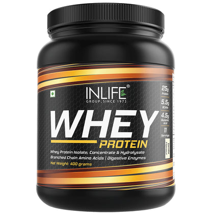 Inlife Whey Protein Powder | With Digestive Enzymes for Muscle Growth | Flavour Vanilla - Classic Derma