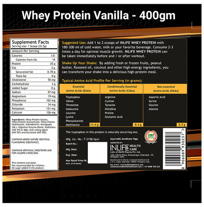 Inlife Whey Protein Powder | With Digestive Enzymes for Muscle Growth | Flavour Vanilla