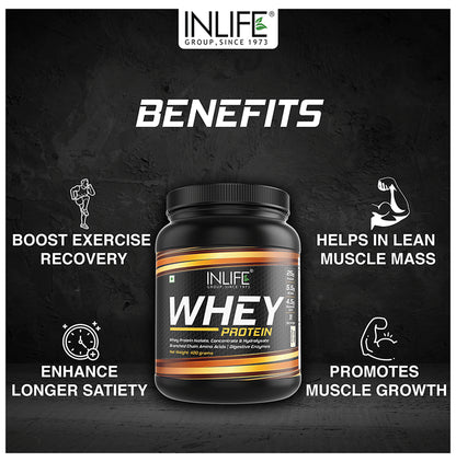 Inlife Whey Protein Powder | With Digestive Enzymes for Muscle Growth | Flavour Vanilla