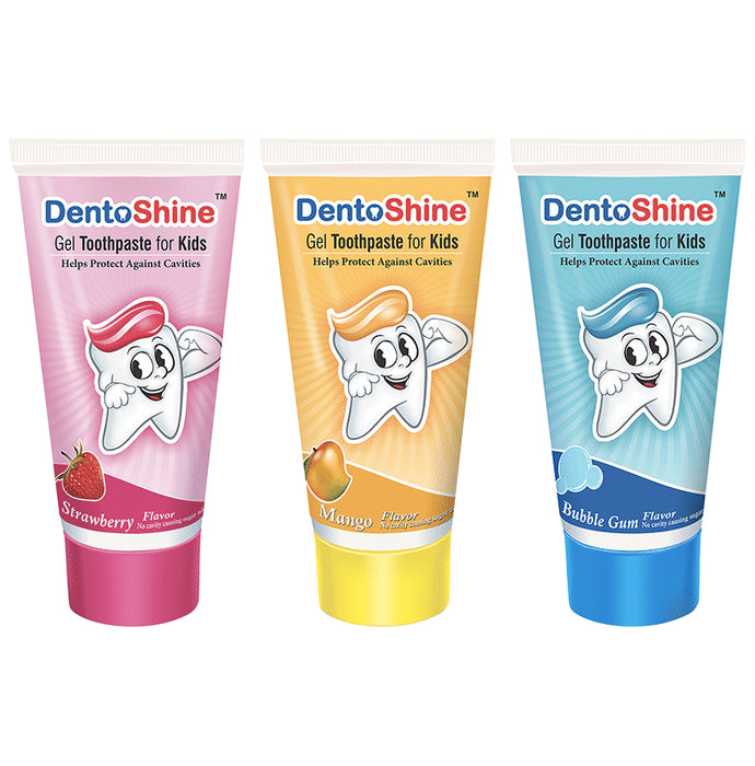 DentoShine Strawberry Mango & Bubblegum Gel Toothpaste for Kids - Classic Derma