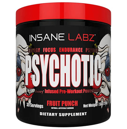 Insane Labz Psychotic Infused Pre-Workout Power House Powder Fruit Punch - Classic Derma