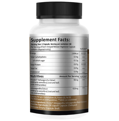 Instafuel Ashwagandha Shoden 500mg Delayed Release Vegetable Capsules