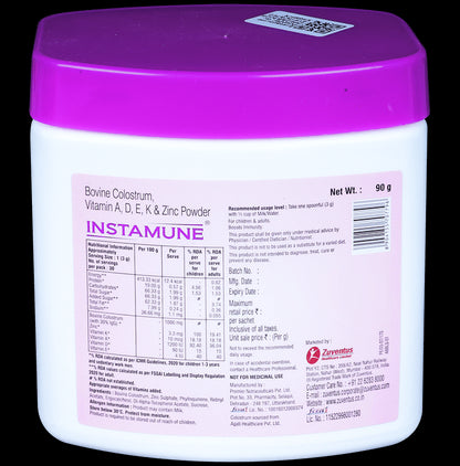 Instamune Powder with Bovine Colostrum, Vitamin A, D, E, K & Zinc