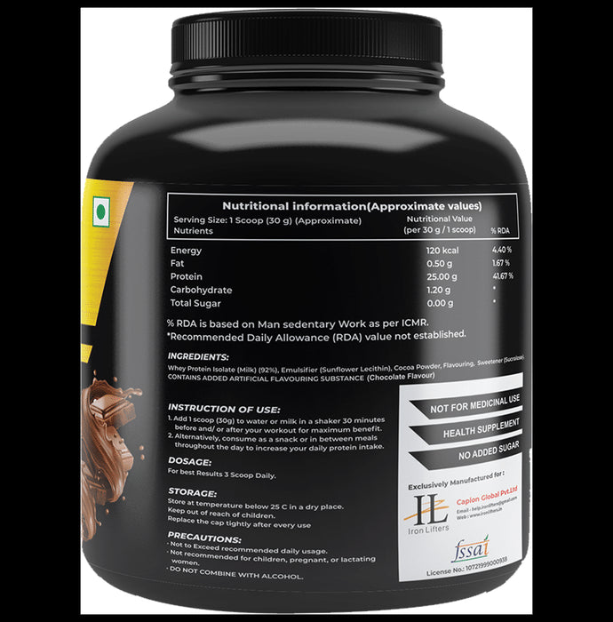 Iron Lifters Isolate Whey Protein Powder Chocolate