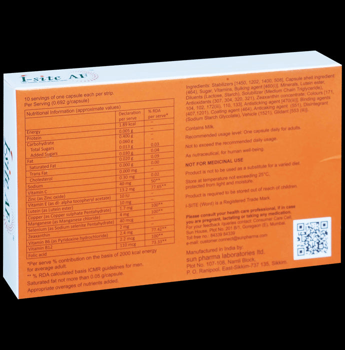 I Site AF Capsule with Lutein, Zeaxanthin, Vitamins & Minerals