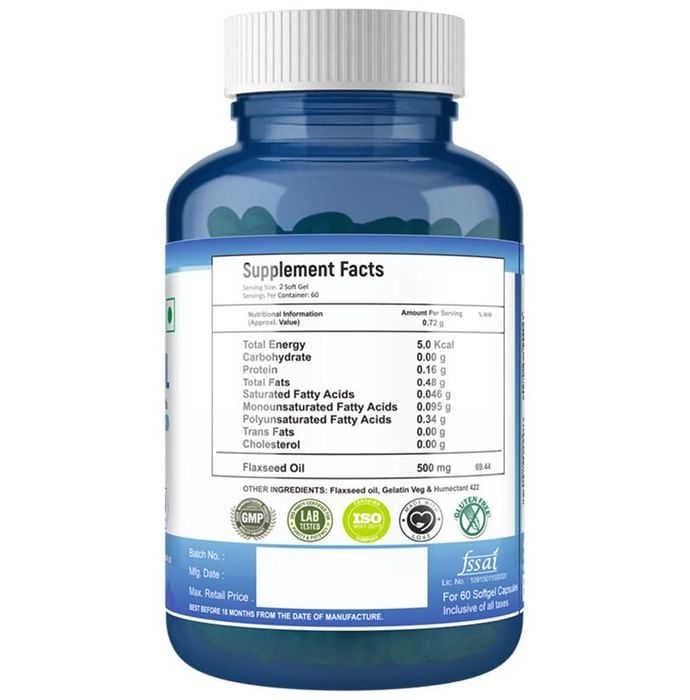 iStayHealthy Flaxseed Oil 500mg with Omega 3 6 9 Softgel Capsules