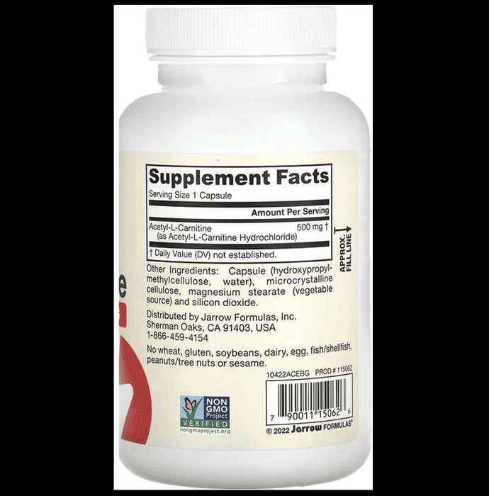 Jarrow Formulas Acetyl L-Carnitine 500mg Veggie Cap | For Brain Function Support