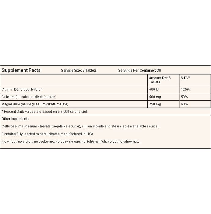 Jarrow Formulas CalMag Citrates/Malates Tablet | With Vitamin D for Bone Health