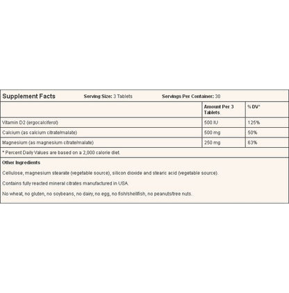 Jarrow Formulas CalMag Citrates/Malates Tablet | With Vitamin D for Bone Health