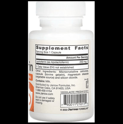 Jarrow Formulas Freeze Dried Lactoferrin 250mg Capsule | Promotes Iron Absorption & Immunity