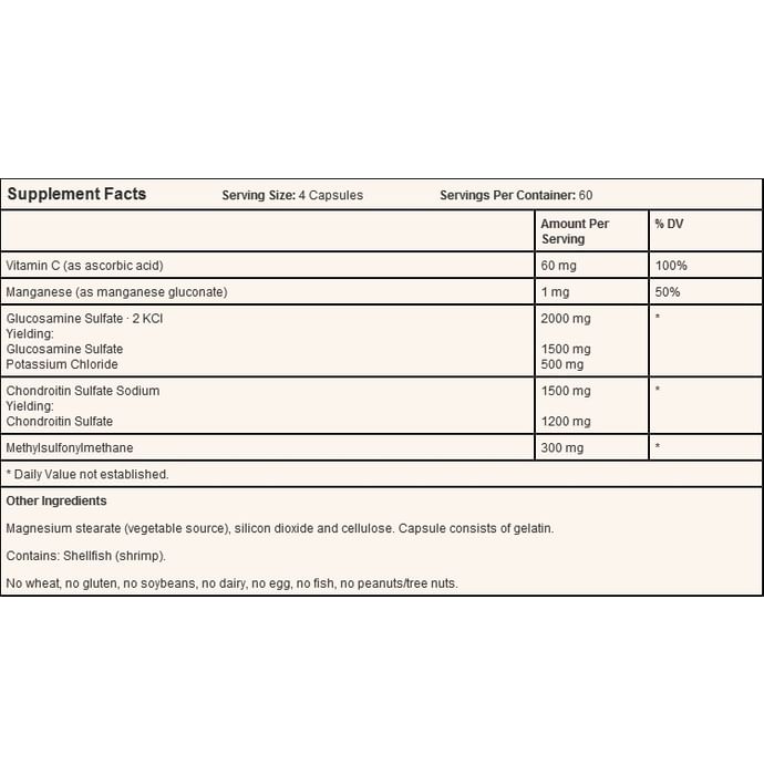 Jarrow Formulas Glucosamine+Chondroitin+MSM Capsule | For Joint Health