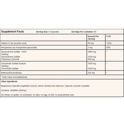 Jarrow Formulas Glucosamine+Chondroitin+MSM Capsule | For Joint Health