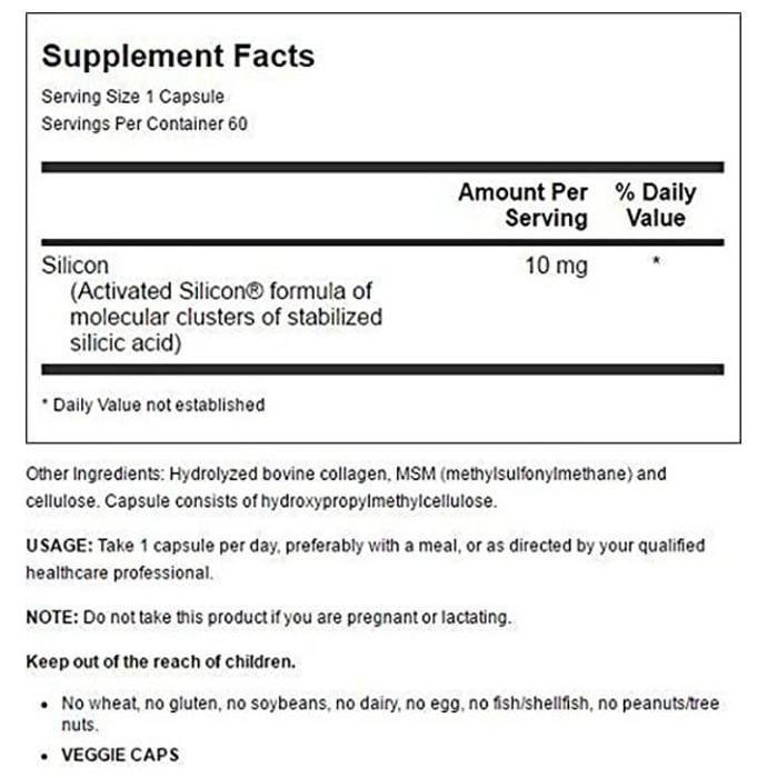 Jarrow Formulas Jarrosil Veggie Caps with Activated Silicon | For Skin, Hair, Nails & Bones