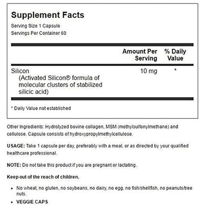 Jarrow Formulas Jarrosil Veggie Caps with Activated Silicon | For Skin, Hair, Nails & Bones