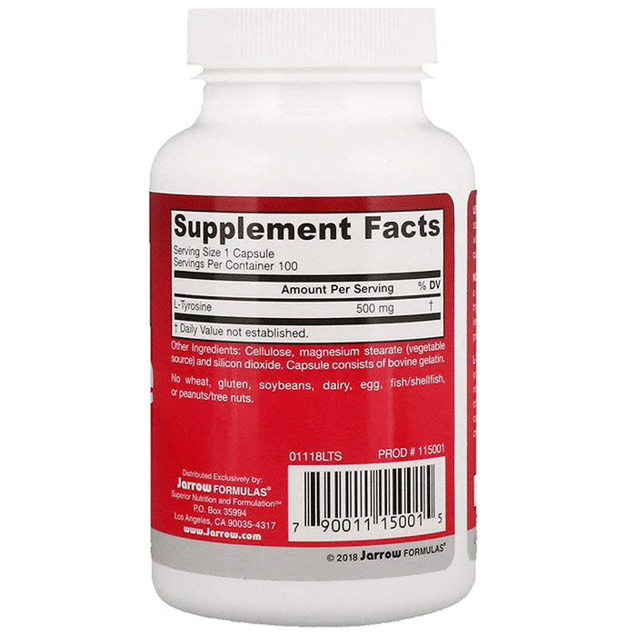 Jarrow Formulas L-Tyrosine 500mg Capsule | Supports Brain Function