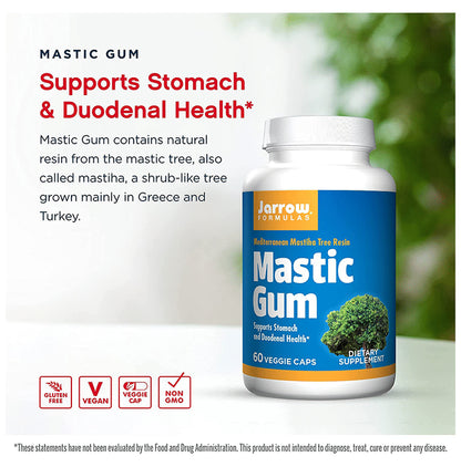 Jarrow Formulas Mastic Gum 1000mg Veggie Caps | For Stomach & Duodenal Health