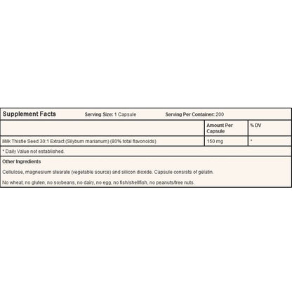 Jarrow Formulas Milk Thistle 150mg Capsule | Supports Liver Function