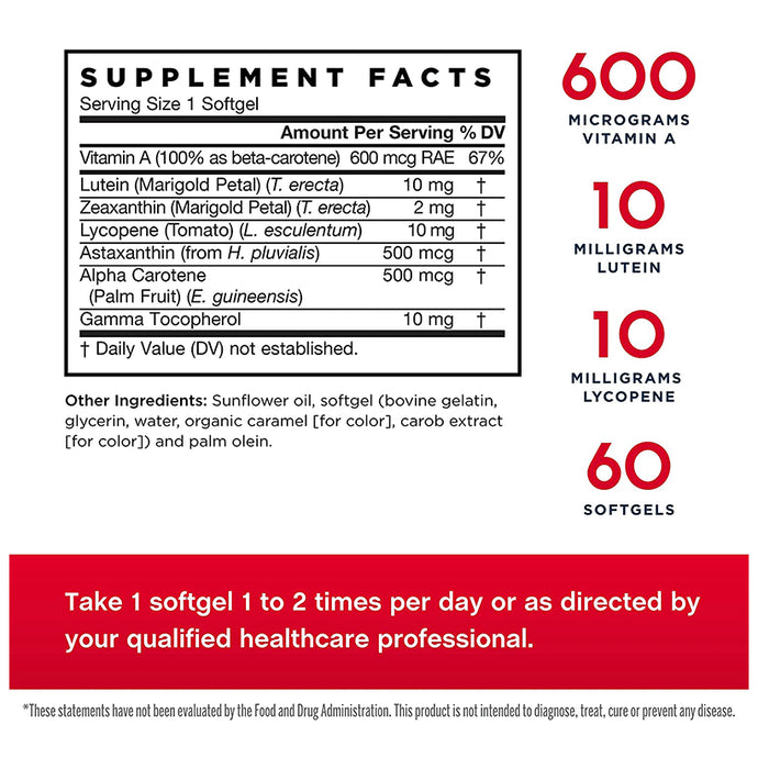 Jarrow Formulas Mixed Carotenoids Complex CarotenAll Softgels | For Healthy Heart & Vision