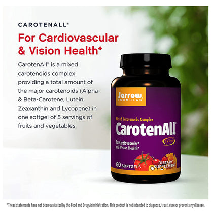 Jarrow Formulas Mixed Carotenoids Complex CarotenAll Softgels | For Healthy Heart & Vision